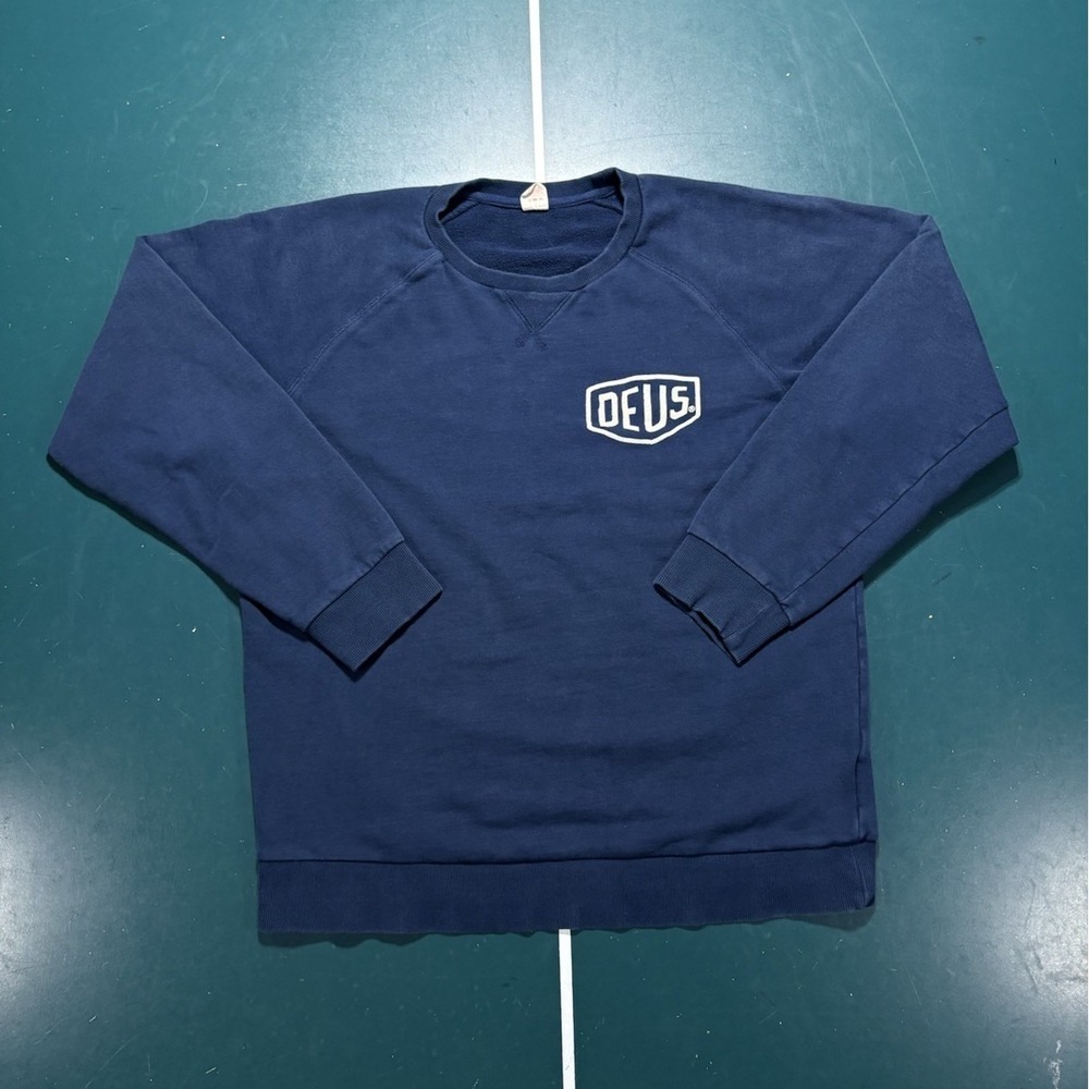 Deus Ex Machina Venice California Address Crewneck Sweatshirt Navy Blue Men's XL